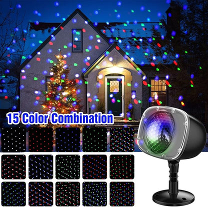 Christmas Halloween Projector Lights Outdoor,Indoor 15 Colors Snowfall Rotating Falling Snow Projector with Remote and Timer,Waterproof Landscape Lights for Home Yard Garden Window Christmas Decor