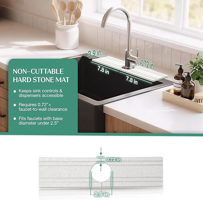 Stone Faucet Mat for Kitchen Sink Splash Guard 15.7" x 3.9"