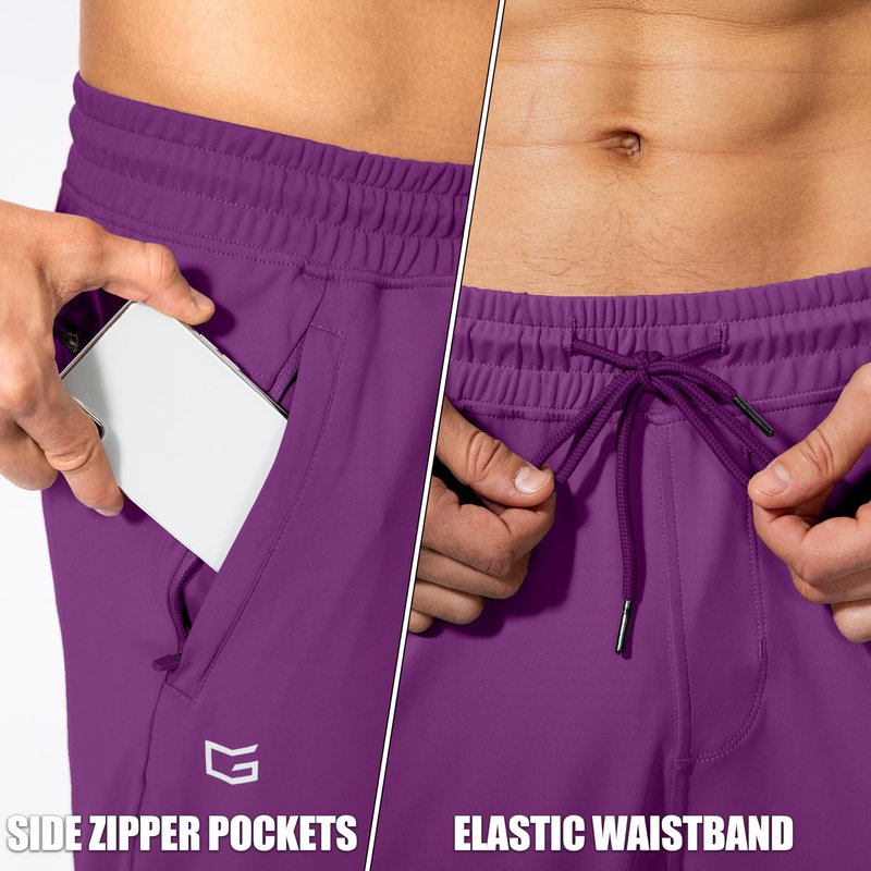 Men's Sweatpants with Zipper Pockets Athletic Pants Traning Track Pants Joggers for Men Soccer, Running, Workout (Purple, X-Large)