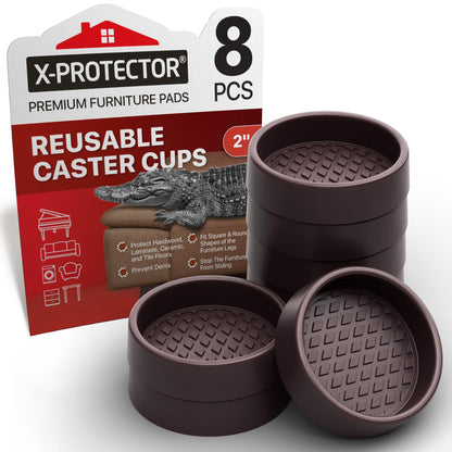 Furniture Cups X-PROTECTOR – 2" Caster Cups 4 PCS – Premium Furniture Coasters – Ideal Bed Stoppers – Non Skid Furniture Pads with a Perfect Design – Rubber Furniture Pads - Protect Any Flooring!