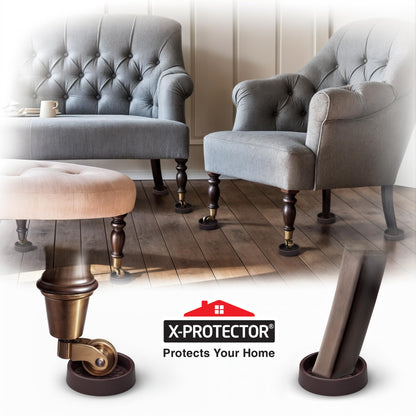 Furniture Cups X-PROTECTOR – 2" Caster Cups 4 PCS – Premium Furniture Coasters – Ideal Bed Stoppers – Non Skid Furniture Pads with a Perfect Design – Rubber Furniture Pads - Protect Any Flooring!