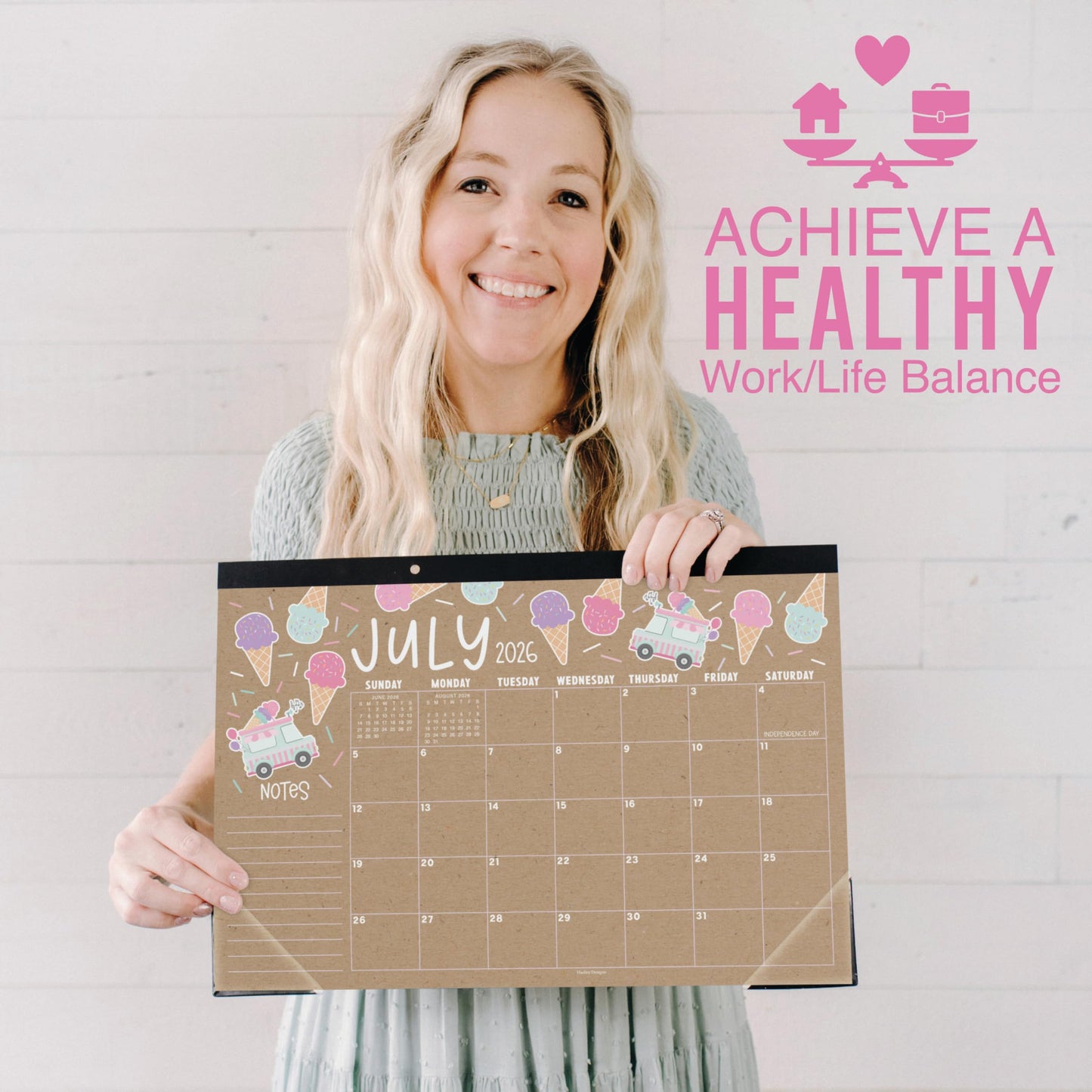 Hadley Designs Large Teacher Desk Calendar 2026-2027 - Desktop Calendar 2026, 18-Month Desk Calendars for Home, Office & Classroom, Cute Classroom Must Haves, Teacher Appreciation Gifts