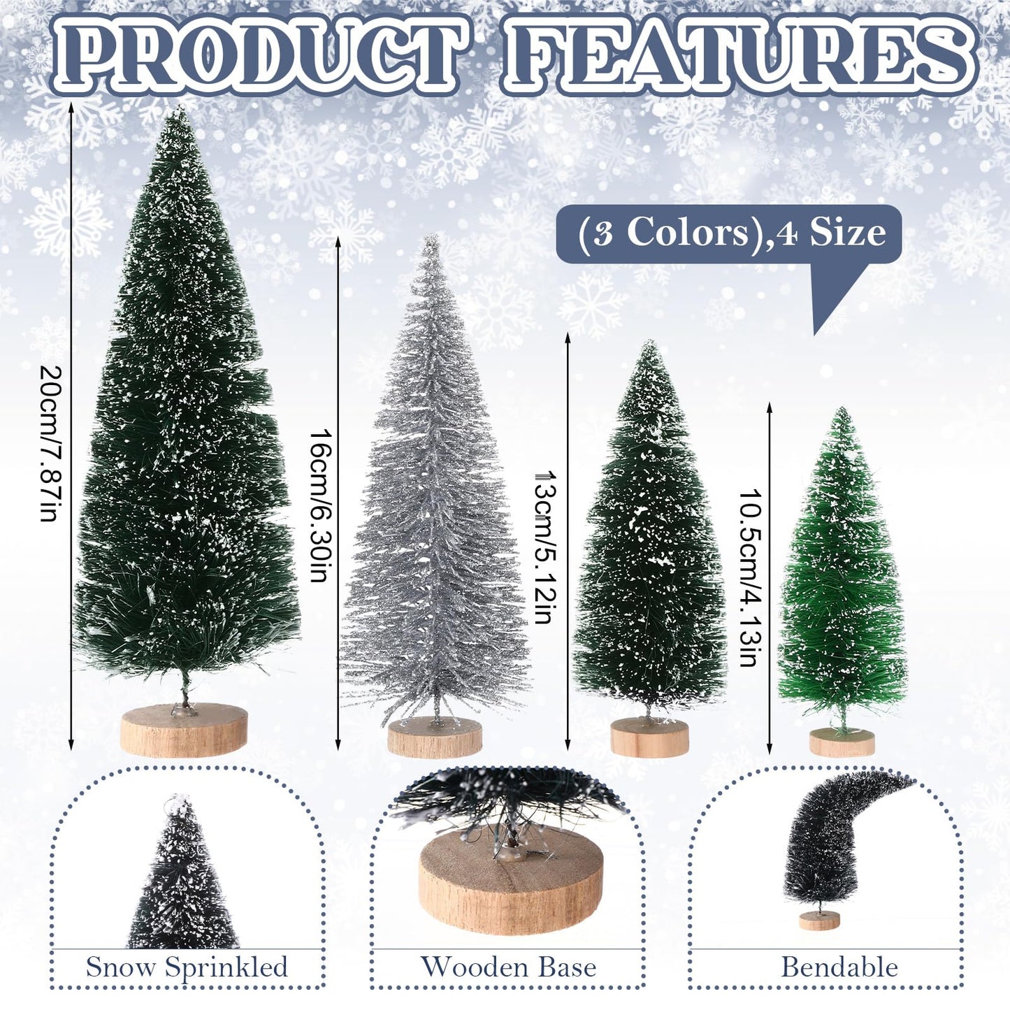 Kathfly 16 Pcs Christmas Village Set with White Base Christmas Village Houses Include Wooden Houses Tree Elk Cedar Pine and Snowmen Farmhouse Tabletop Decor for Decorative Signs Plaques Centerpieces