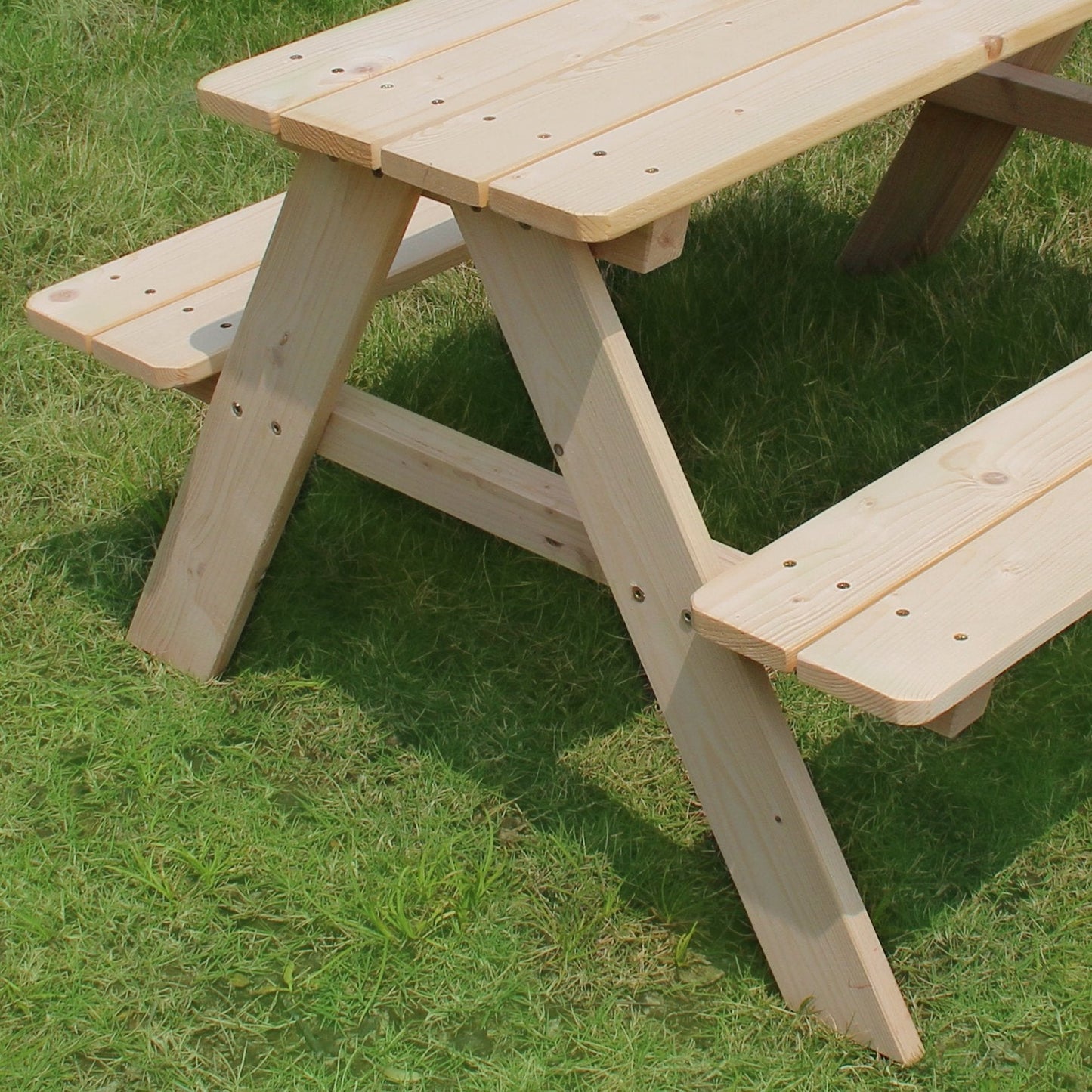 Merry Garden Kids Wooden Picnic Bench Outdoor Patio Dining Table, 37 x 10.8 x 4.9, Brown