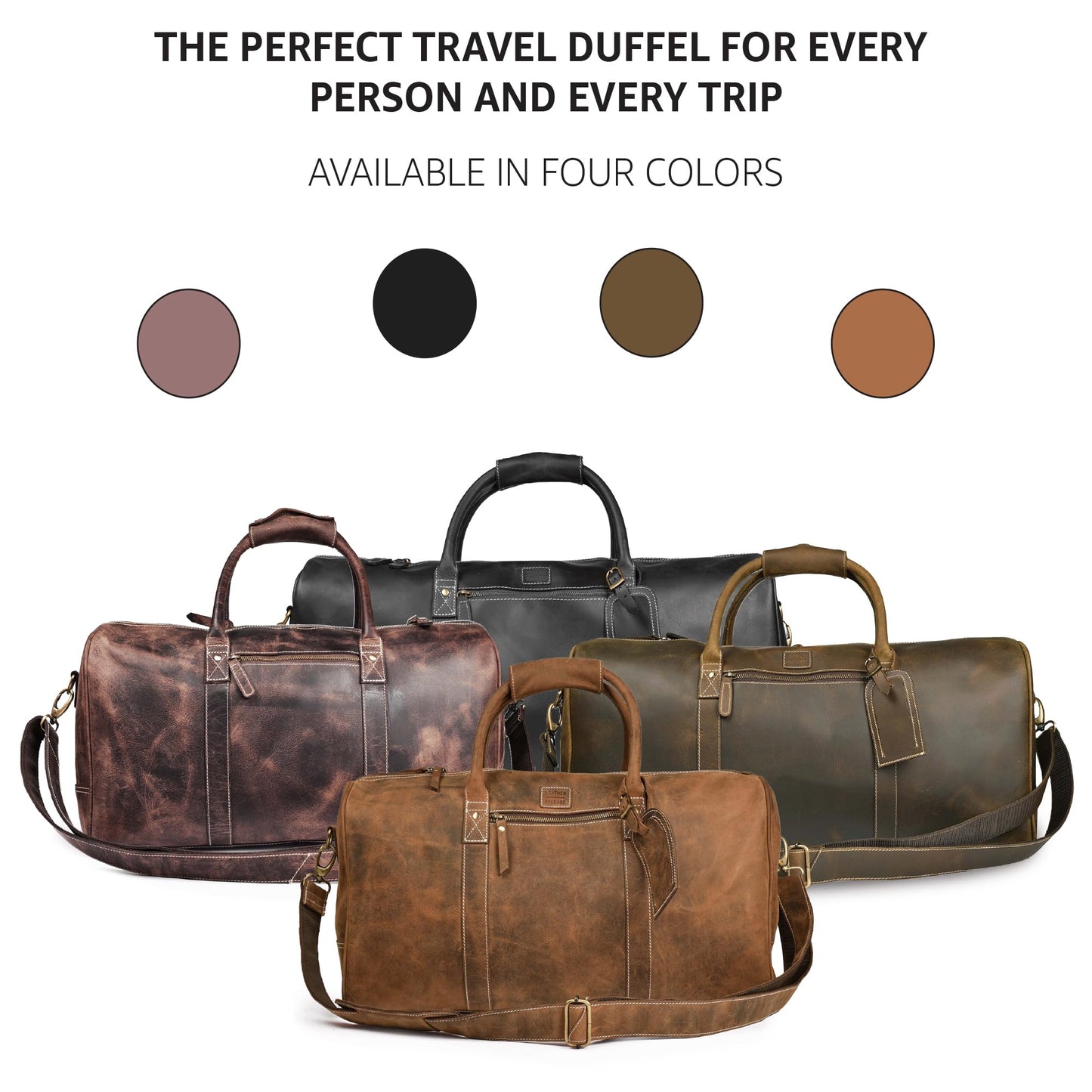 Leather Village Leather Duffel Bags for Men & Women-Stylish Travel Weekender Carry-On Sports Gym Overnight Luggage Bag - 20 Inch - Vintage Brown