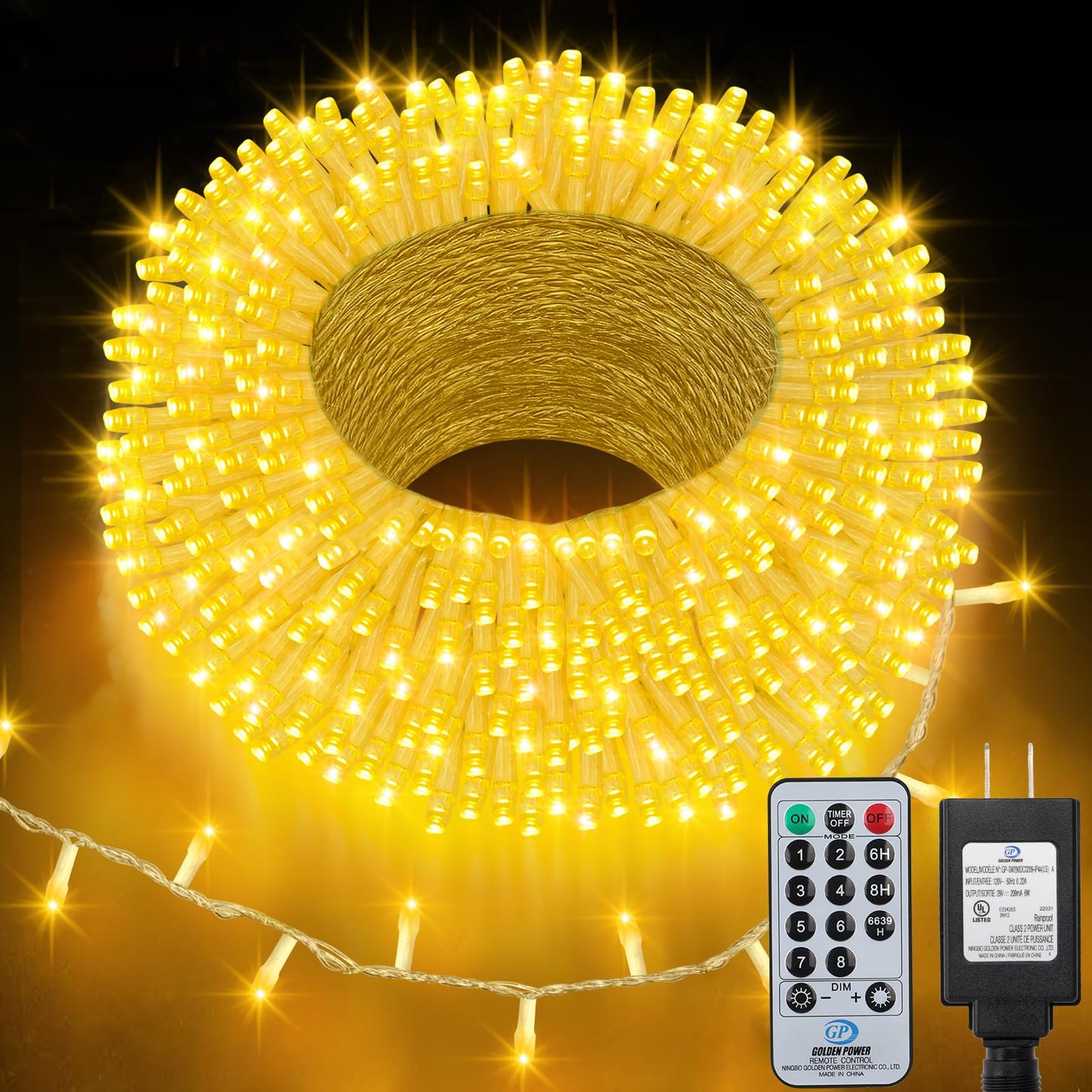 echosari Connectable 400 LED Christmas Lights, Extra Long 66Ft Outdoor String Lights Plug in with Remote Timer for Patio Garden Tree Decor (Warm White)