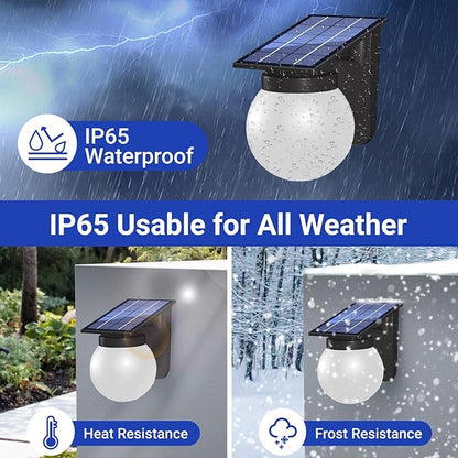 Solar Wall Lights Outdoor, 2 Pack, 3 Lighting Modes, IP65 Waterproof, Wireless Solar Powered LED Lights for Backyard, Garden, Fence, Patio, Front Door - Bright & Durable Outdoor Lighting-White