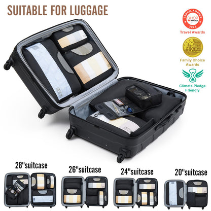 Veken 10 Set/8 Set Packing Cubes for Travel Essentials, Suitcase Organizer Bags in 4 Sizes, Carry-On Luggage Accessories with Large Laundry & Toiletry Bag, Must-Have for Airplane, Road Trip & Camping