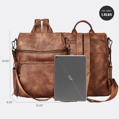 Botimmy Anti-Theft Backpack Purse for Women, Convertible 3-in-1 Vegan Leather Backpack with Hidden Zipper, Adjustable Shoulder & Crossbody Bag for Travel and Daily Commute