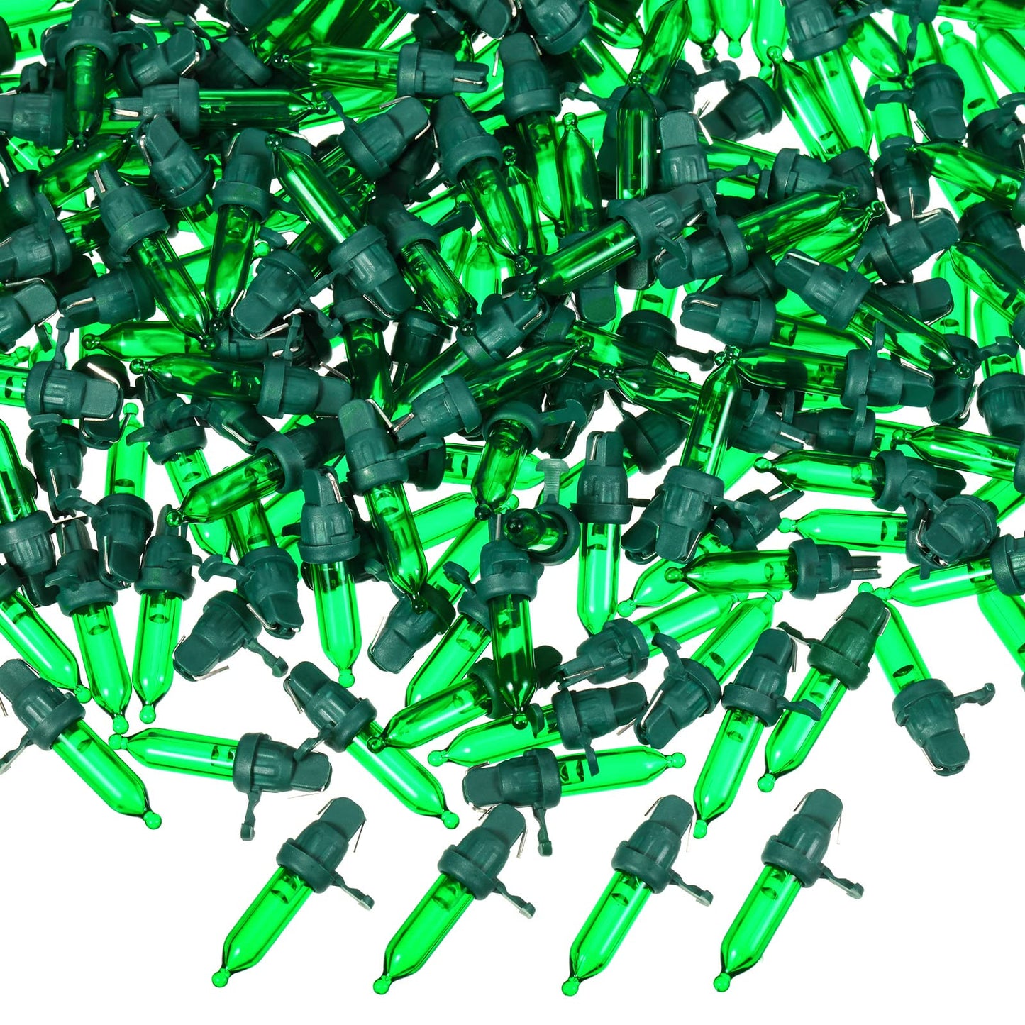 Remagr 120 Pcs Christmas LED Replacement Bulb Mini Wide Angle LED Xmas Bulbs Tree Light Outdoor String Light Replacement for Christmas Garden Party Decor(Green Base with Green Bulb)