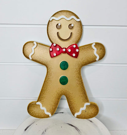 Craig Bachman CBI 13" Gingerbread Metal Sign for Wreath Accents, Door/Wall Hangers, Crafts or Decorations (1, Boy - Red, Green)