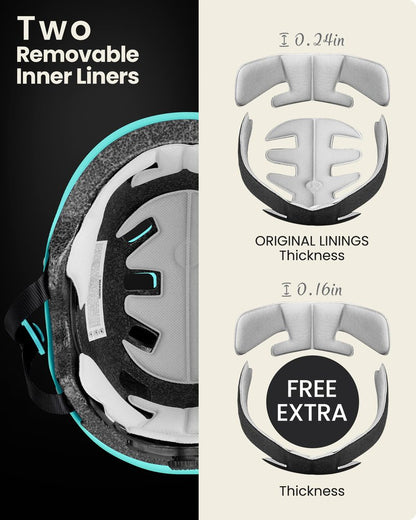 OutdoorMaster Skateboard Cycling Helmet - Two Removable Liners Ventilation Multi-Sport Scooter Roller Skate Inline Skating for Kids, Youth & Adults - S - Mint Green