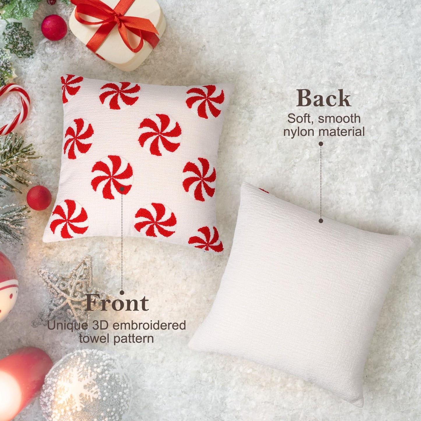 AYGXU Christmas Pillow Covers-Christmas Decor,2 Packs Candy Pillows 18 * 18in,Throw Pillows Covers for Bedroom Sofa Living Room