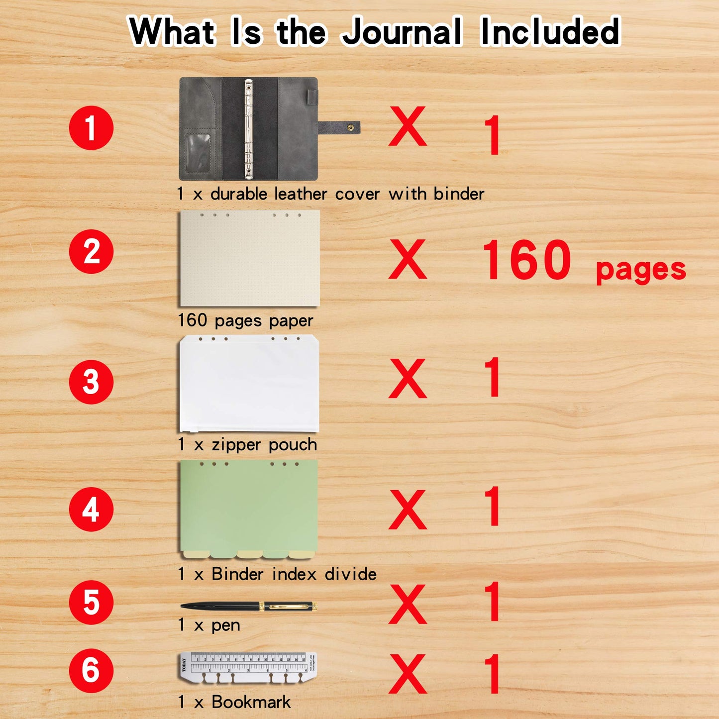WONDERPOOL Leather Journal Refillable Notebook Spiral Diary Binder Portfolio - A5 Dotted Paper & Inner Pockets for Travel Work and Personal Organizer (Brown, A5)