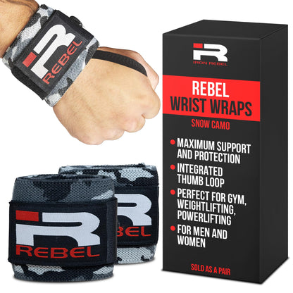 Iron Rebel Wrist Wraps - Flexible wrist support for weightlifting Straps for Men & Women - Comfortable & Durable Wrist Wraps for Everyday Lifting (Pair)