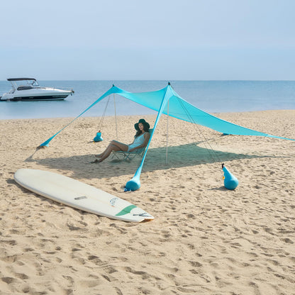 WILDPATH Beach Tent Sun Shelter 10 x 10FT with 8 Sandbags, UPF 50+ Protection Beach Shade Canopy, Eazy Up Portable Canopy Tent for Sun, Camping, Fishing, Backyard