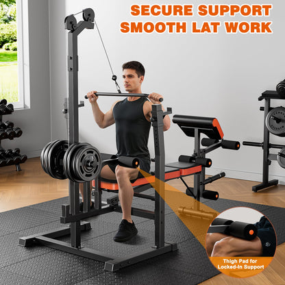 XDDIAS Weight Bench, 9 in 1 Olympic Weight Bench Set with LAT Pulldown and Rowing, 900LBS Bench Press Set with Leg Extension and Preacher Pad, Flat Incline Bench for Weight Lifting Full-Body Workout