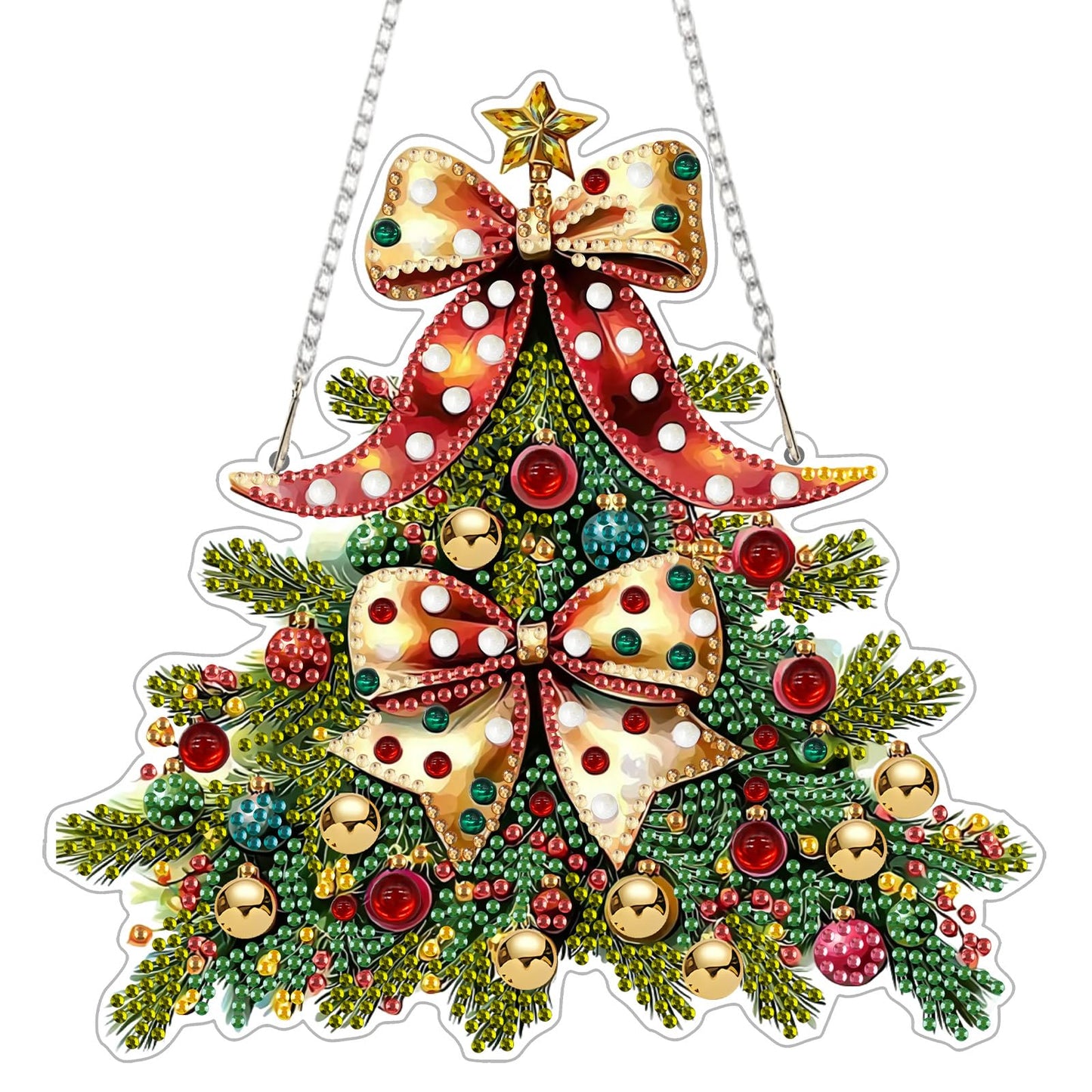 Genius maker Christmas Tree Diamond Art Hanging Kits for Adults, Diamond Painting Pendant Kits, DIY Acrylic 5D Special Shaped Crystal Diamonds Gem Art Painting Ornament for Home Wall Decor Gift