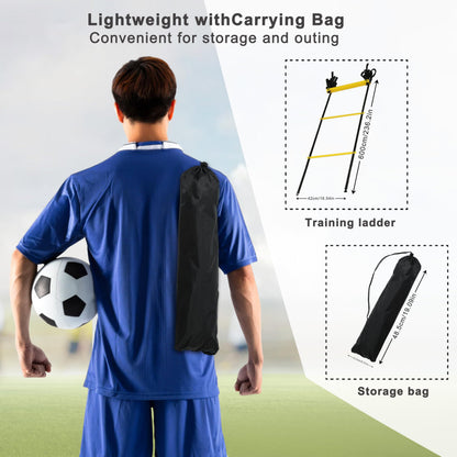 NKJIH 20ft Adjustable Agility Speed Ladder Training Ladder with Carry Bag - Soccer, Speed, Football Fitness Feet Training - Agility Training Equipment for Footwork Drills(Yellow)