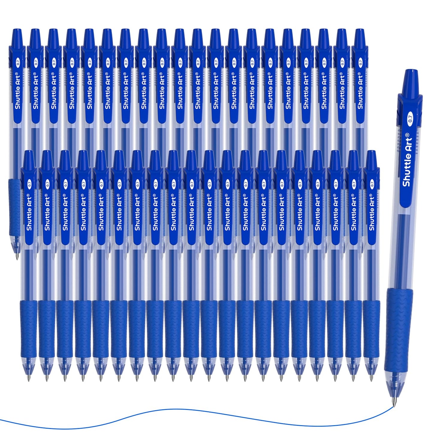 Shuttle Art Blue Gel Pens, 40 Pack Retractable 0.7mm Medium Point Rollerball Blue Ink Pens Smooth Writing with Comfortable Grip for Writing Journaling Taking Notes Office School Home