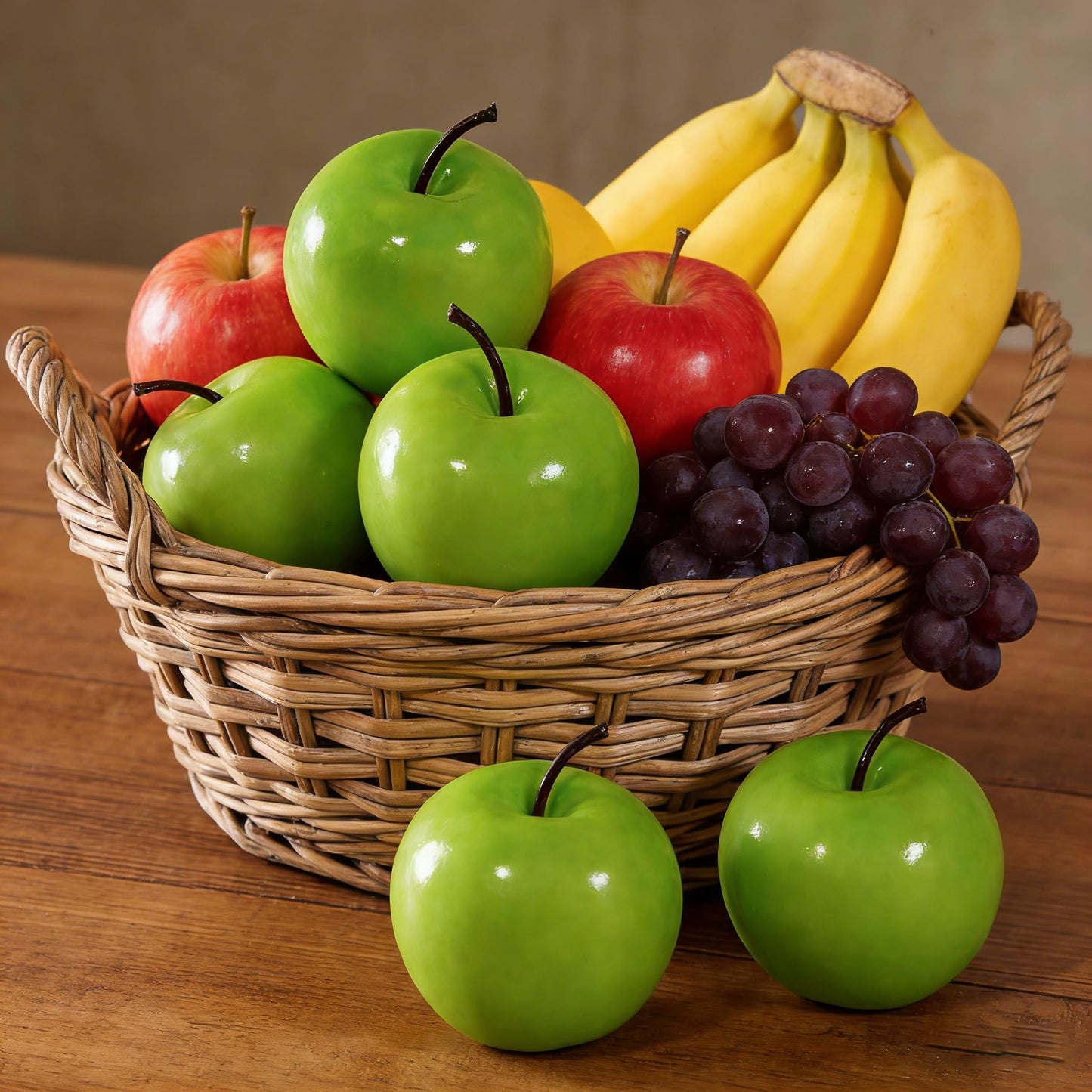 Pcalyr Artificial 6 Pieces Fake Green Apple Faux Realistic Large Apple Lifelike Simulation Foam Fruit Decoration for Home Decor, Kitchen, Party & Prop