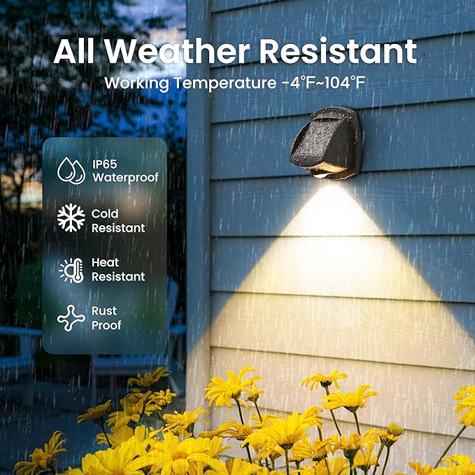SOLPEX Solar Lights Outdoor Waterproof IP65, Solar Stair Lights Outdoor for Fence, Deck, Step, Dual Color LED 3 Lighting Modes House Wall Light for Porch, Backyard, Fence, Garden Decor-2 Pack