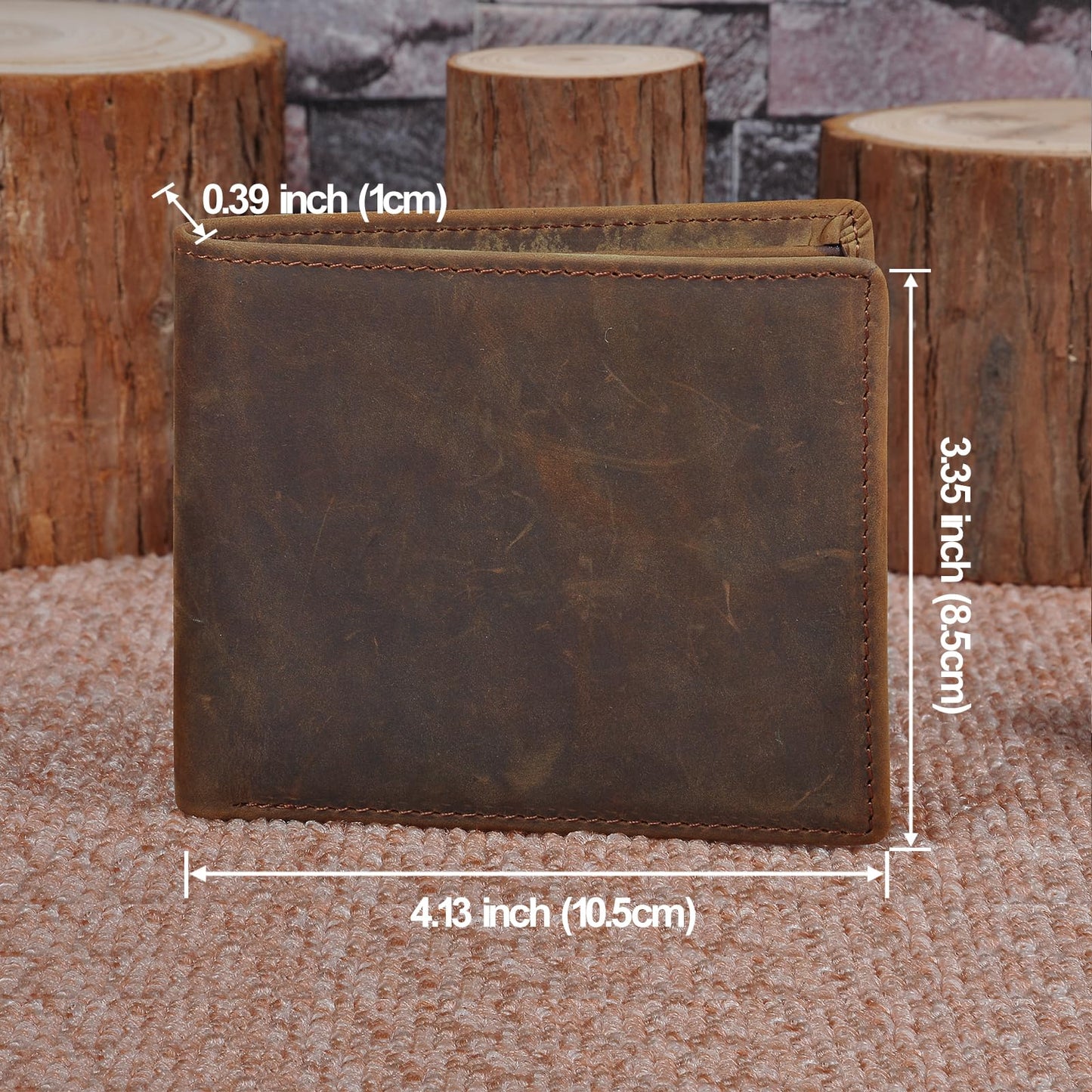 HRS Genuine Leather Wallets for Men, Handmade Vintage Italian Distressed Slim Bifold Men's Wallet with RFID Blocking