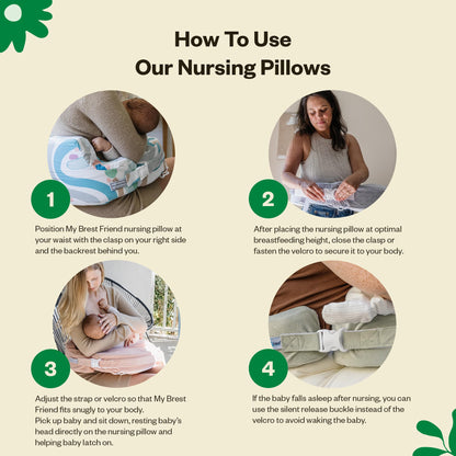 My Brest Friend Original Nursing Pillow Enhanced Ergonomics Essential Breastfeeding Pillow Support For Mom & Baby W/ Convenient Side Pocket, Double Straps & Slipcover, Horizon