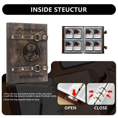 DDFE 4 Pocket Card Binder for 240 Cards,Premium Trading Card Binder,Portable Card Collection Binder,Collector Card Album,Card Folder For MTG,CG,Sports Cards,Game Cards(x3-Dragon Totem-Khaki)
