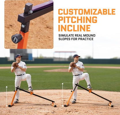 Baseball Pitching Lead Leg Trainer - Adjustable Stride & Resistance Aid for Pitchers | Heavy-Duty Steel, Improve Power & Balance