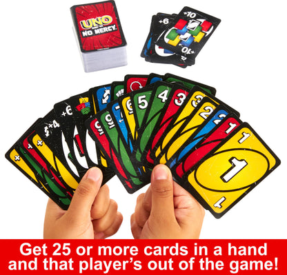 Mattel Games UNO Show ‘Em No Mercy Card Game for Kids, Adults & Family Parties & Travel with Extra Cards, Special Rules & Tougher Penalties