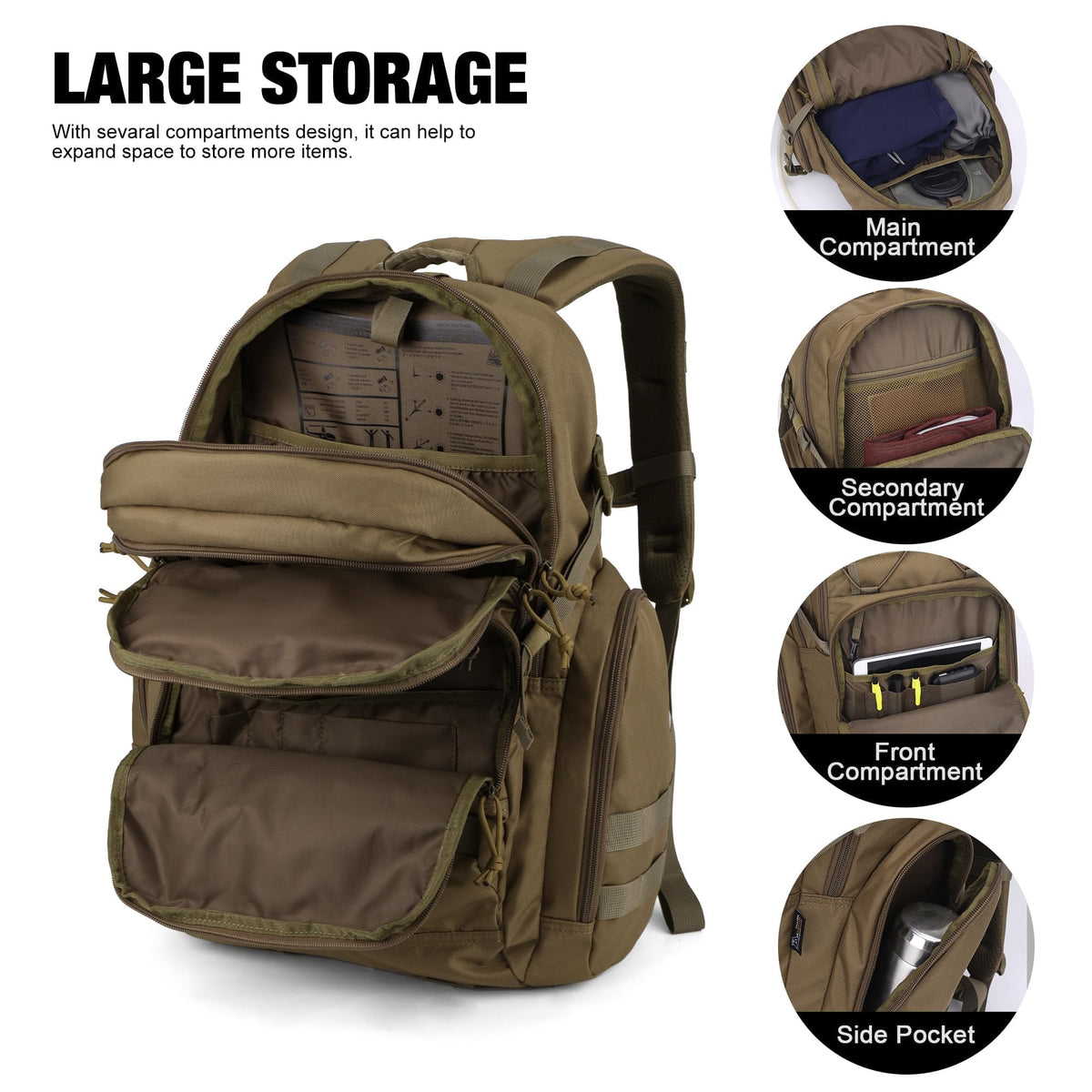 Mardingtop Military Tactical Backpack for Men 40L Molle Rucksack Assault Pack EDC Daypack for Hiking,Travel,Camping, Hunting
