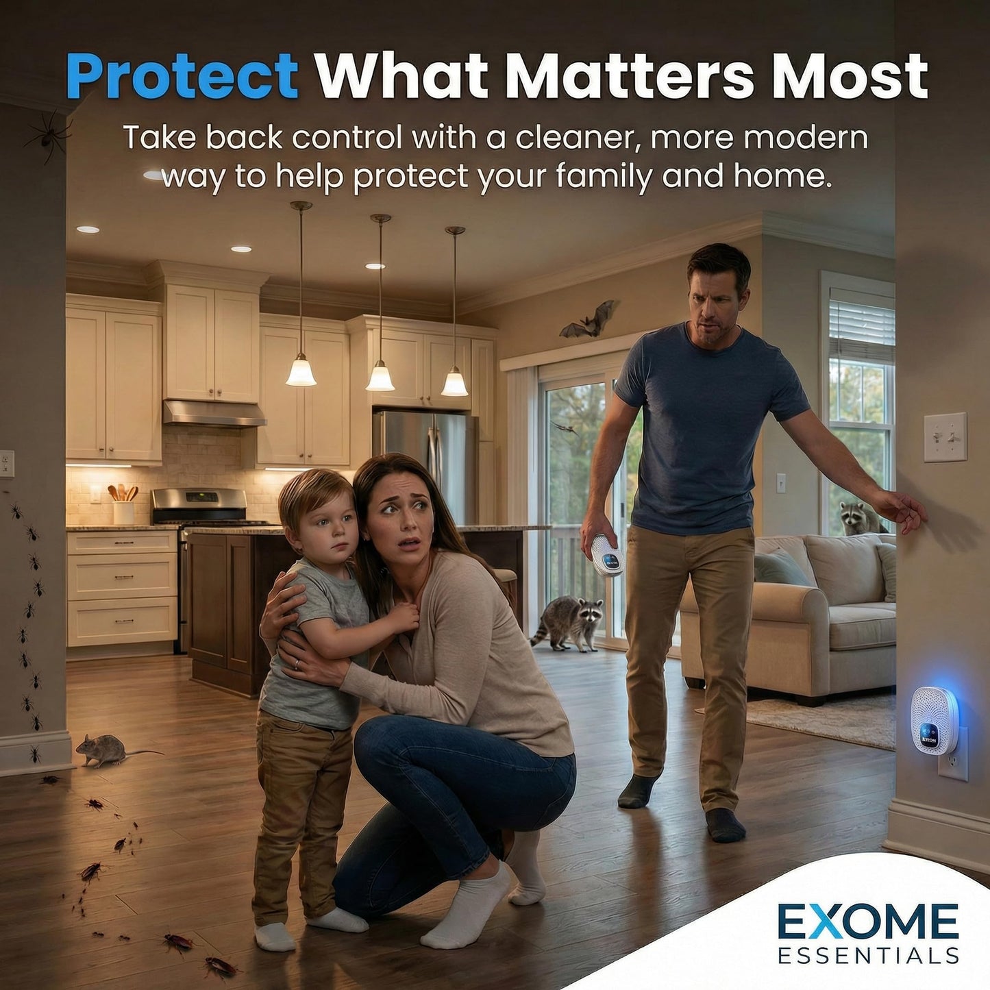 Exom Essentials GRX-25 Ultrasonic Pest Control 6-Pack: Indoor Plug-in Mice, Rodent, Squirrel, Insect Repellent & Roach, Ant, Spider,Bats, Bed Bug, Squirrel, Flea and Mouse Trap Alternative for Home