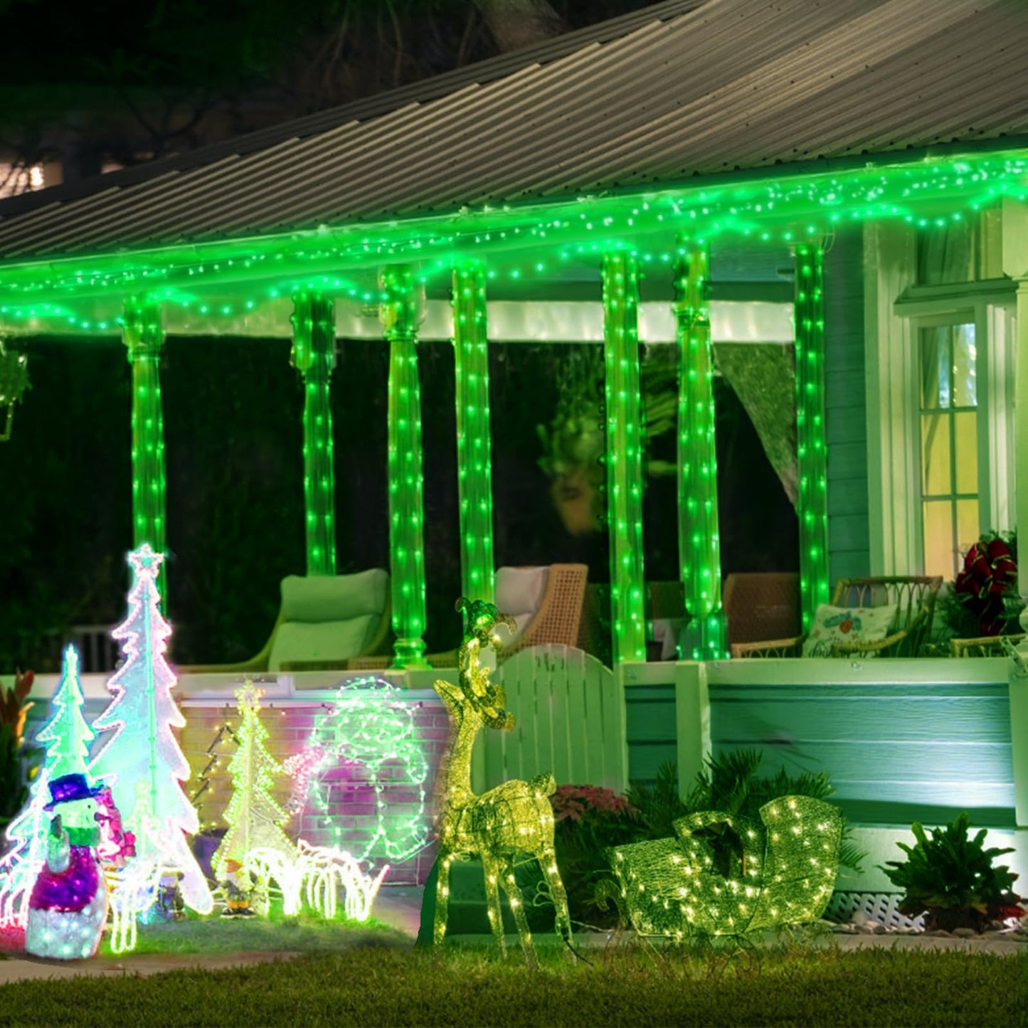 Kwaiffeo Green Fairy Lights, 100FT 300LED Green String Lights Outdoor Indoor, 8 Modes Connectable Light for Christmas Halloween Yard Tree Decor