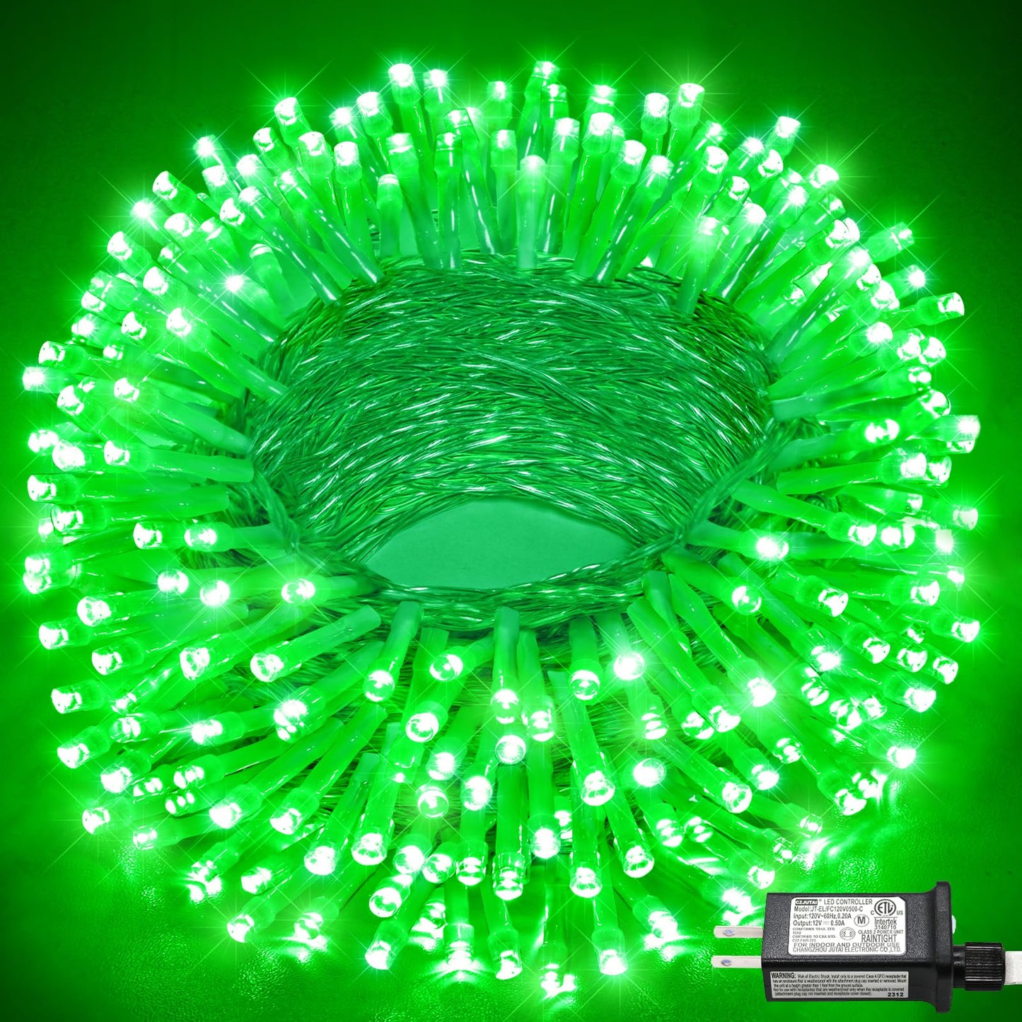 100FT 300 LED Outdoor String Lights, Plug in Connectable Christmas Lights Indoor Waterproof, 8 Modes Clear Wire String Lights for Outside Bedroom Xmas Tree Garden Patio Halloween Decorations, Green