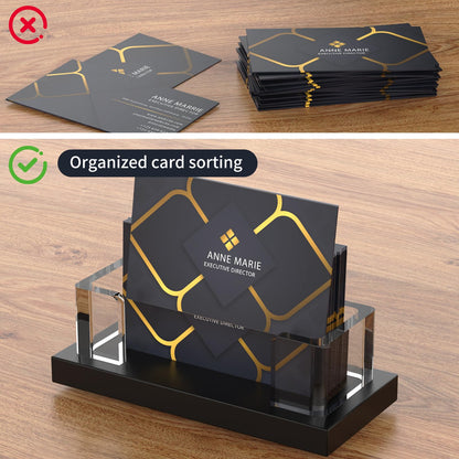 EMOMAS Acrylic Business Card Holder for Desk,Business Card Stand,Clear Business Card Display,Desk Business Card Holders,Business Card Display Stand,Acrylic Business Card Holder Display,Black 2 Pcs