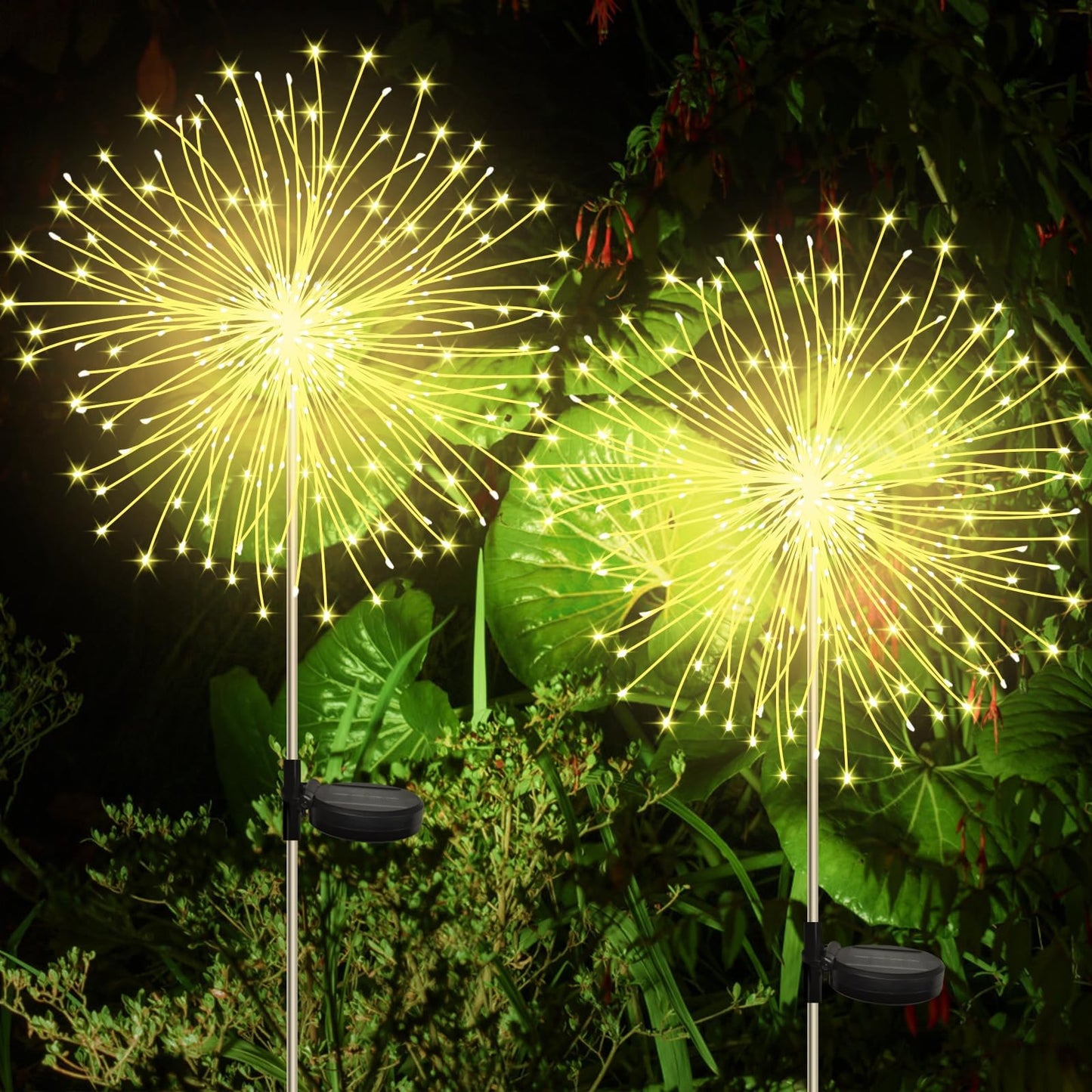 Banax Solar Garden Lights Outdoor Decor 2 Pack Christmas Lights 150 LED Solar Powered Stake Lights for Lawn, Garden, Pathway, Yard & Holiday Decorations(Warm White)
