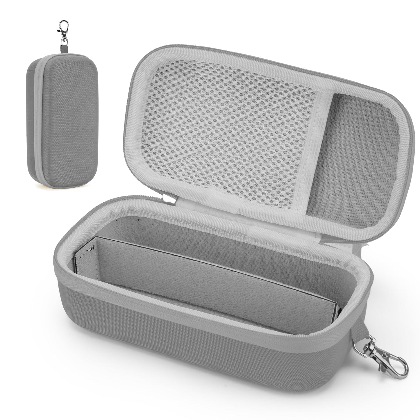 bipkonu Double Eyeglasses Case,Hard Shell Glasses Case Travel Sunglasses Organizer with Adjustable Slot & Clip for Men Women, Grey