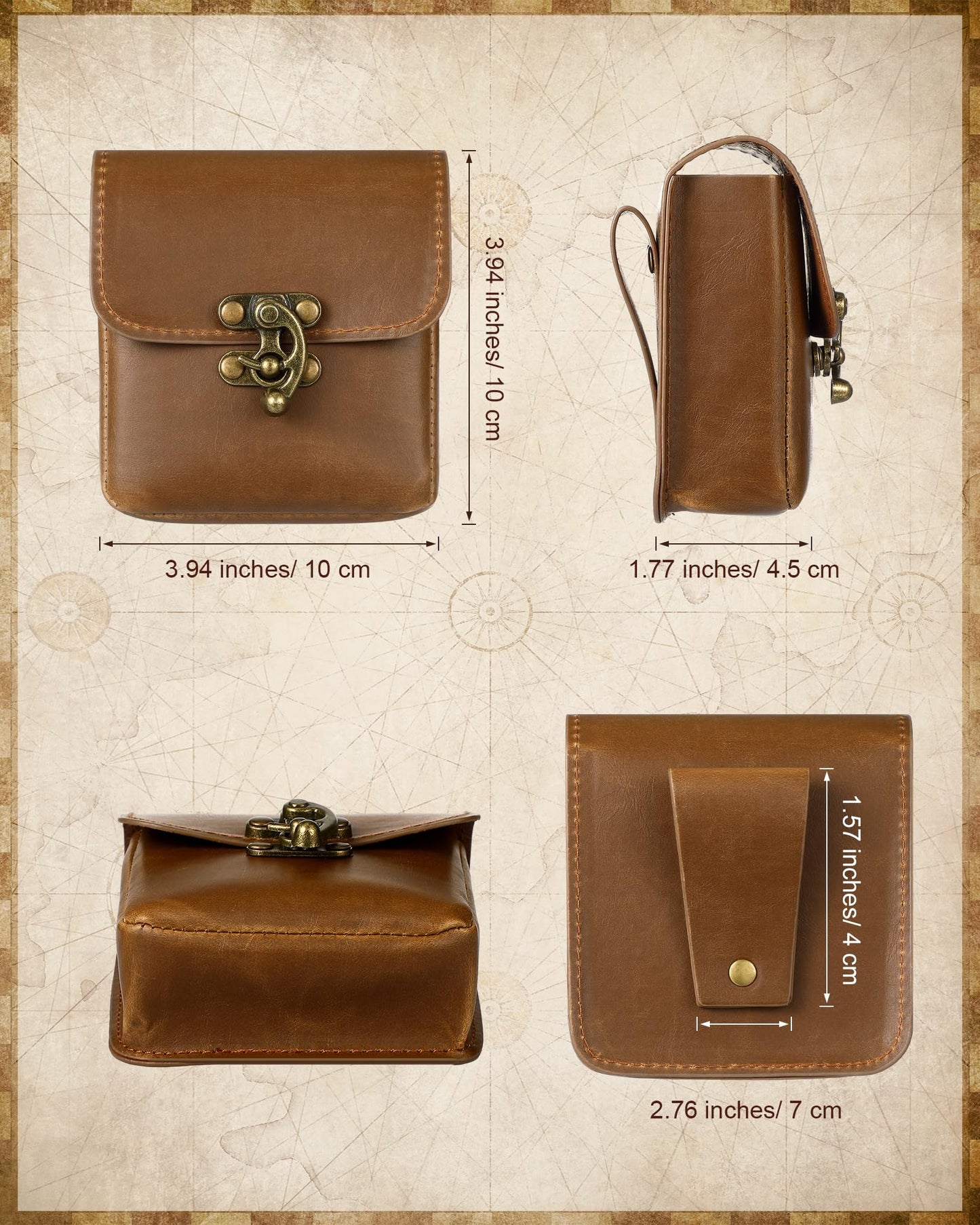 Silkfly Medieval Vintage Belt Pouch Leather Waist Bag Renaissance Accessories Steampunk Waist Fanny Pack for Casual Hiking (Brown,3.98 x 3.98 x 1.5 Inch)