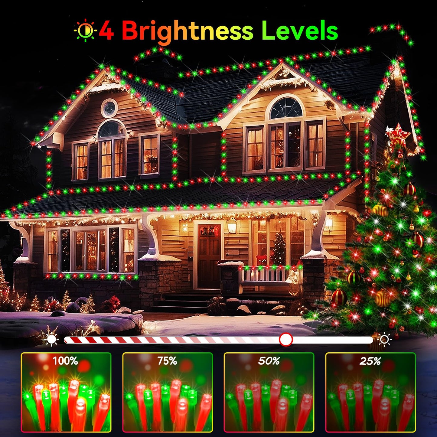 Hezbjiti 2 Pack 1000 LED 403 FT Christmas String Lights Outdoor, 8 Lighting Modes IP44 Waterproof Fairy Lights with Timer and Dimmable Function for Party Tree Decorations (Red+Green, Clear Wire)