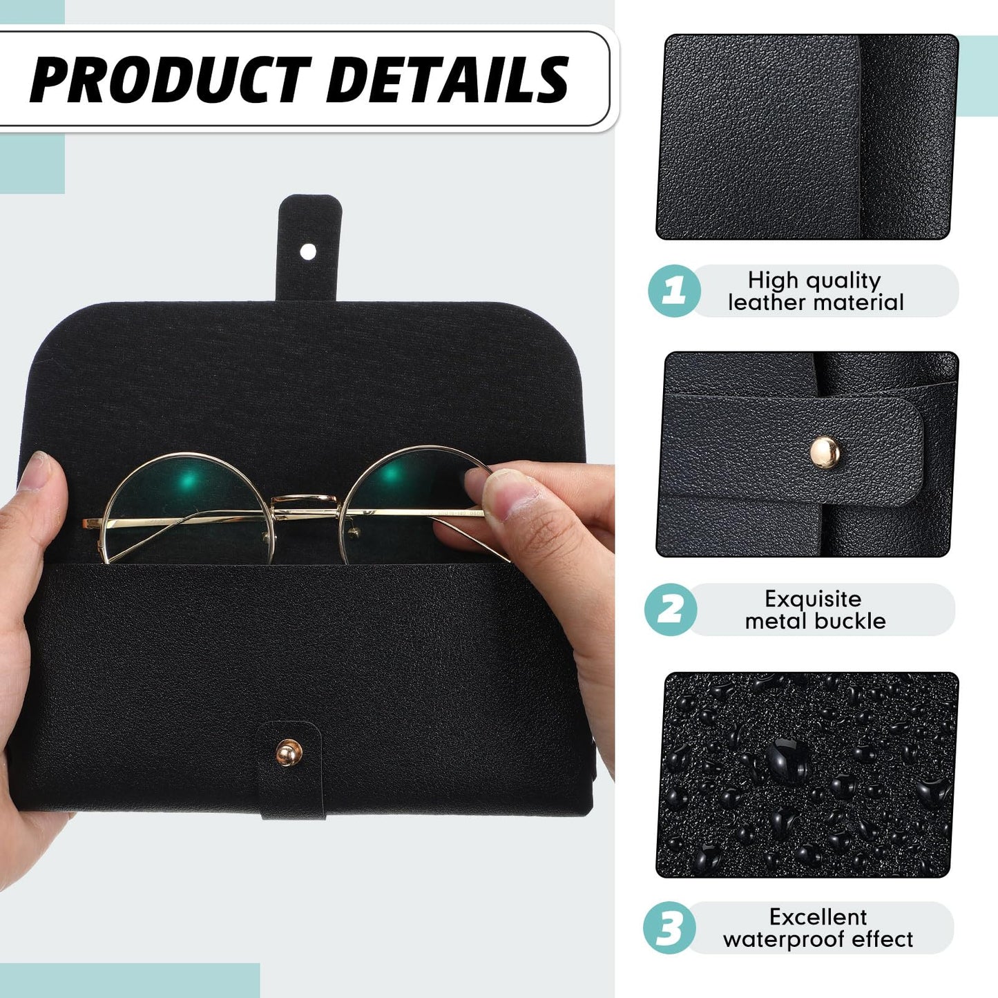 Nuogo 30 Pack Eyeglass Case Soft Glasses Case Studded Sunglasses Pouch Portable PU Leather Sunglasses Bag Travel Reading Glass Sleeve for Women Men
