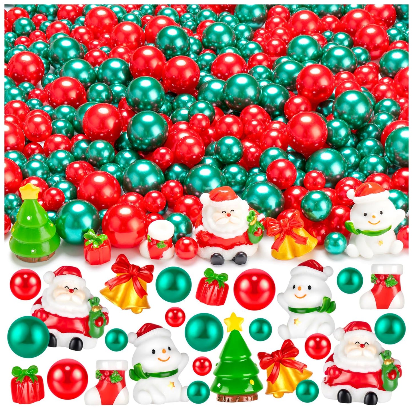 ZHWKMYP 100Pcs Christmas Vase Filler Decorations, Red and Green Floating Vase Fillers for Table Centerpieces Decor