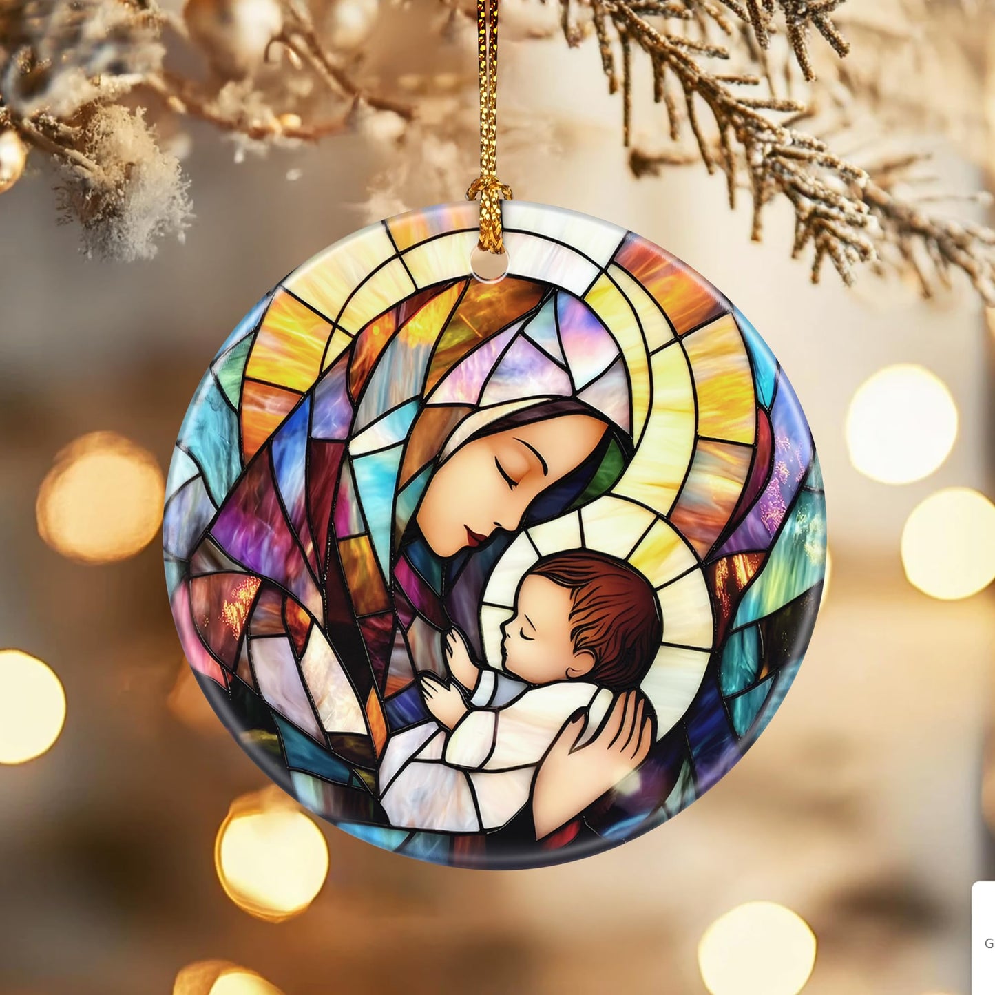 Virgin Mary Christmas Ornament, Dodosky 2.8in Ceramic Religious Xmas Decor, Christmas Tree Ornaments, Xmas Decorations for Tree, Holiday Ornament, Gift Ideas, Christian Gifts, Religious Gifts
