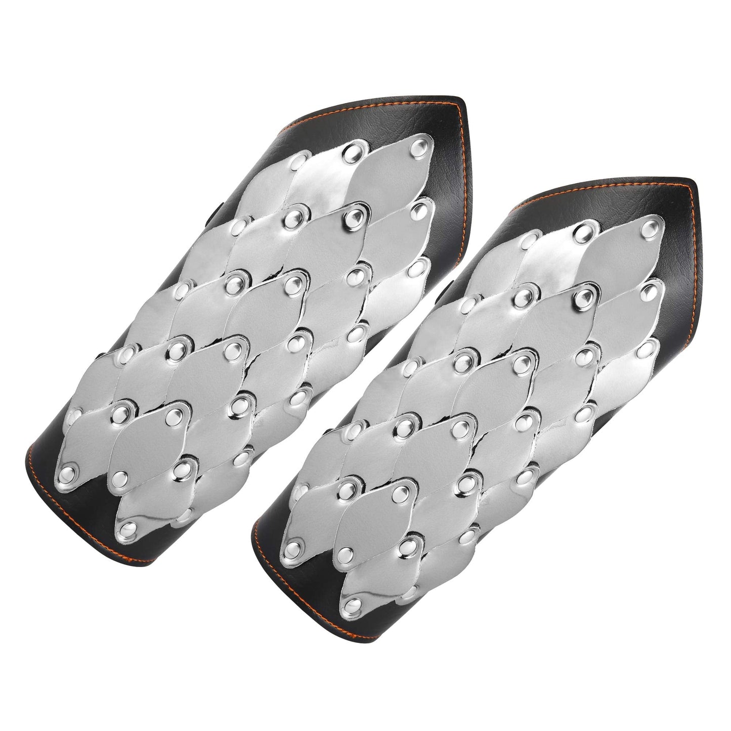 HZMAN 2 PACK Unisex Black Faux Leather Dragon Scale Gauntlet Wristband Wide Bracer Arm Armor Cuff