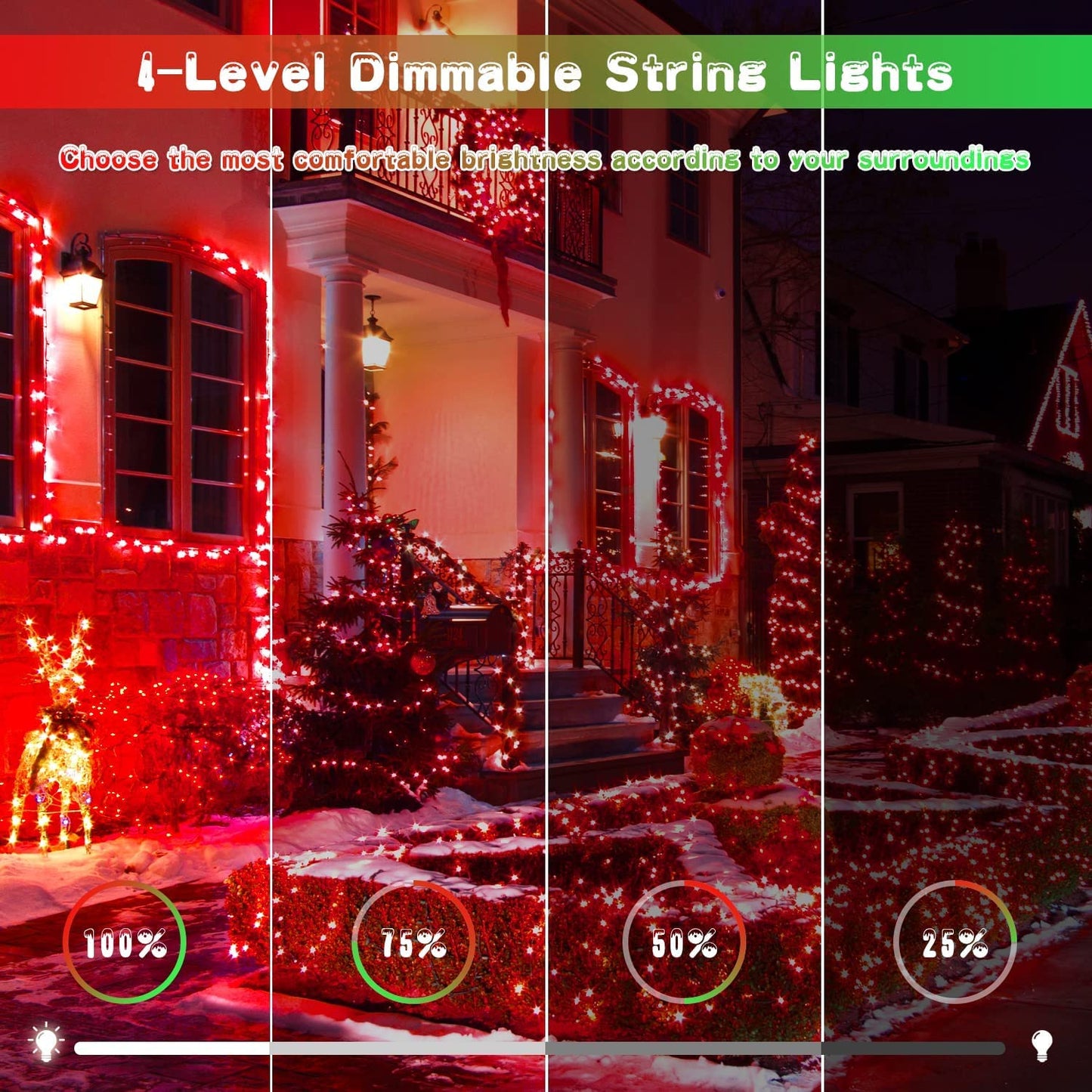 JMEXSUSS 200 LED String Lights Outdoor for Christmas Decor, Red & Green Christmas Lights Clear Wire, 11 Modes Connectable Twinkle String Light Plug in for Garden Home Xmas Decorations