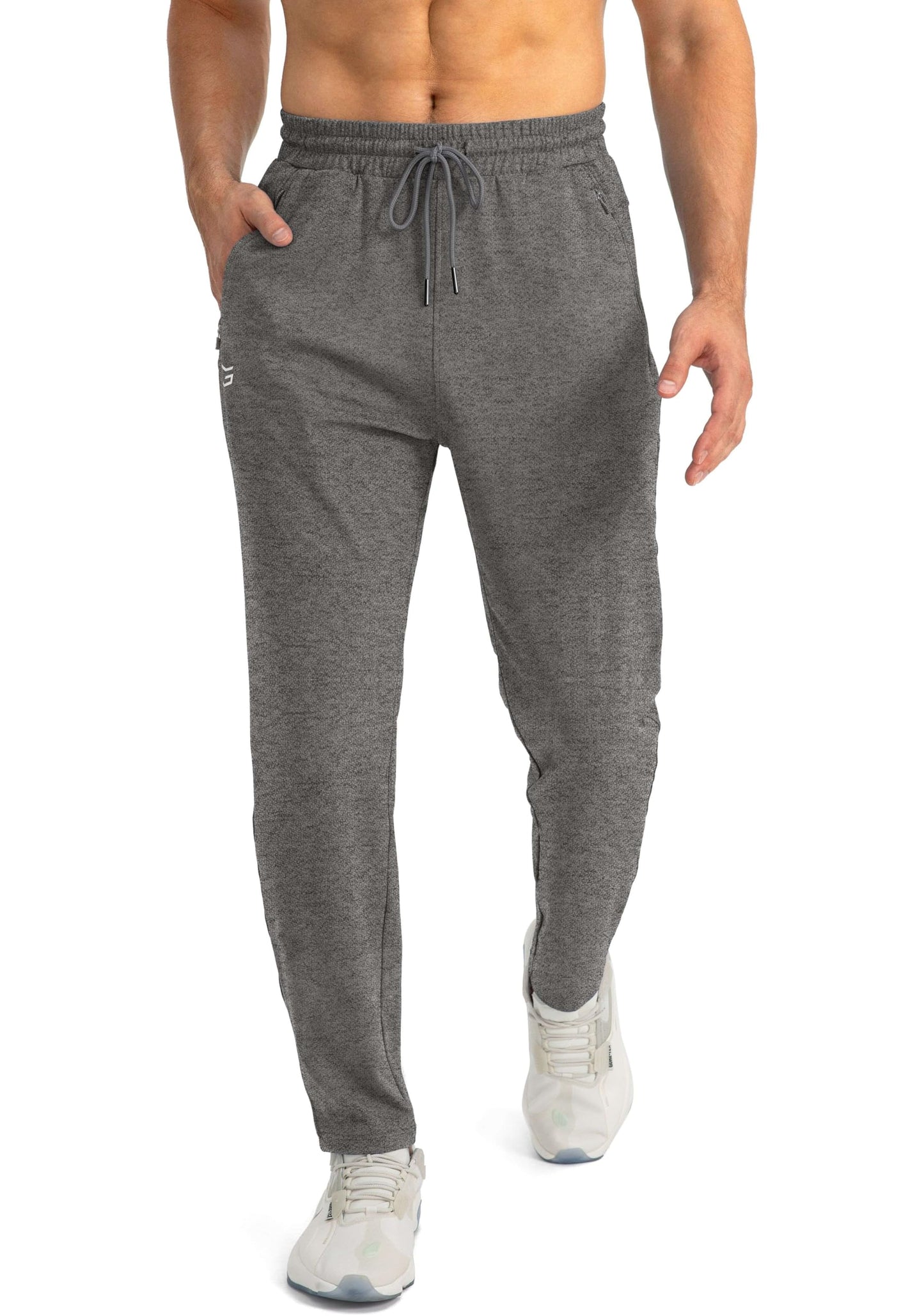 G Gradual Men's Sweatpants with Zipper Pockets Tapered Joggers for Men Athletic Pants for Workout, Jogging, Running (Heathered Brown Light, Medium)
