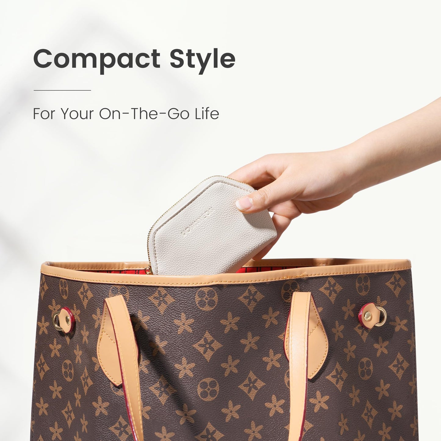 ROWNYEON Small Makeup Bag for Purse, Mini Portable Cosmetic Bags for Women, PU Leather Coin Purse Lipstick Cosmetic Accessories Organizer, Travel Makeup Pouch Zipper Pouch for Men Women