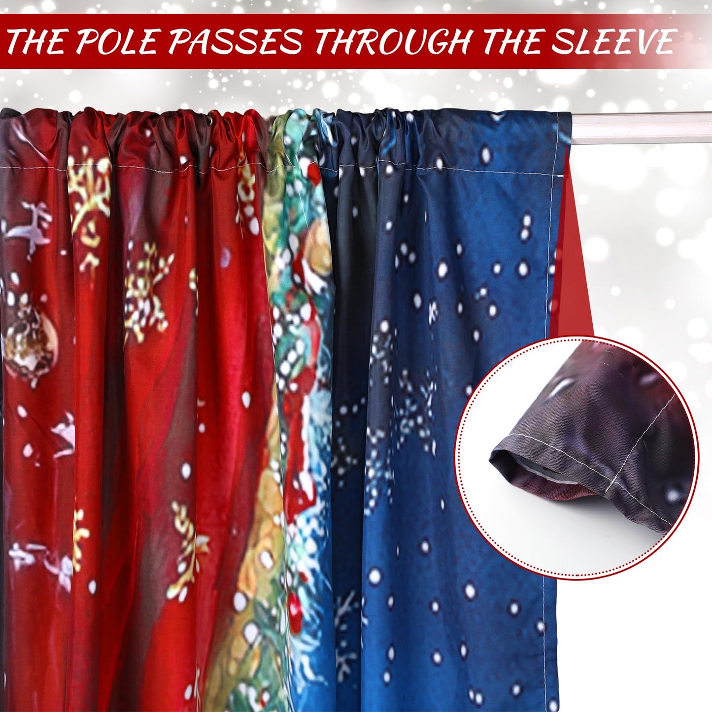 Fanfanwin Christmas Window Curtains 52" w x 84" l Santa Reindeer Curtain Farmhouse Xmas Santa Claus Sleigh Decorative Window Drapes for Holiday Living Room Bathroom Home Decoration