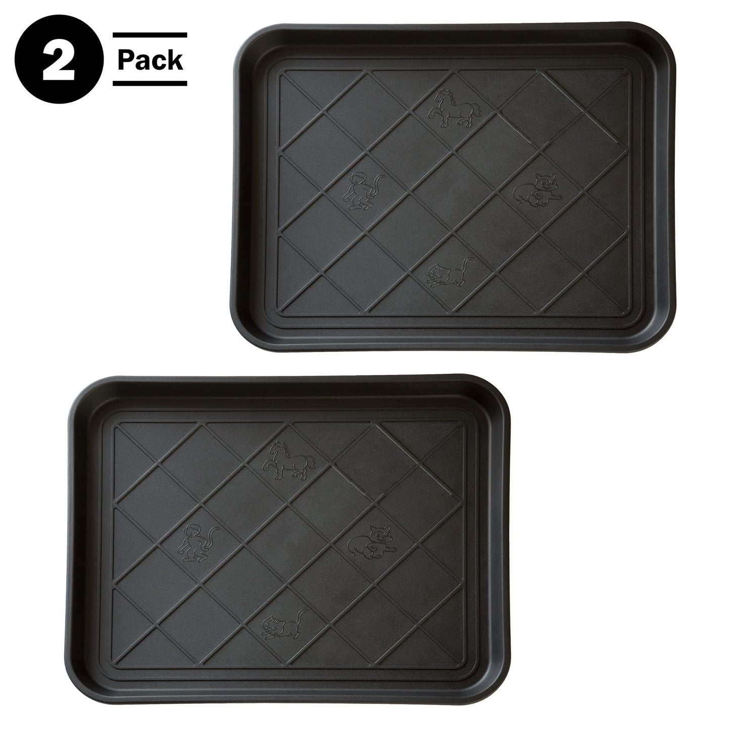 All-Weather Boot Tray - Water-Resistant Plastic Mud Pan, Pet Food Tray, and Outdoor or Indoor Shoe Mat for Entryway by Stalwart (Black)