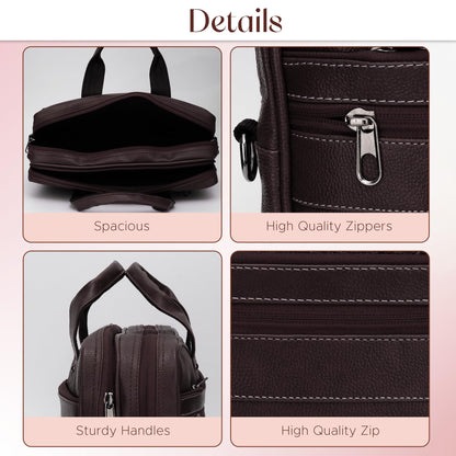 Brown Vegan Leather Laptop Messenger Bag for Men 14.6 Inch – Professional Business Briefcase, Waterproof Office Shoulder Bag with Adjustable Strap, Multi-Pocket Work Satchel for Travel & Daily Use